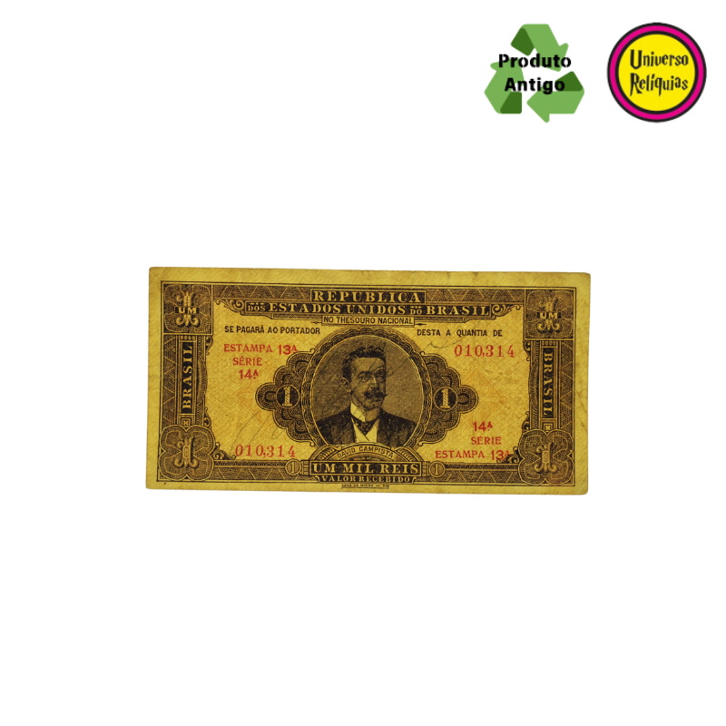 Cédula de 1 Mil Réis – David Campista – 1923 MBC R080