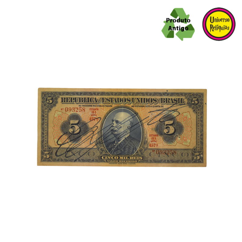 Cédula de 5 Mil Réis – Barão do Rio Branco – 1924 MBC/S R100b