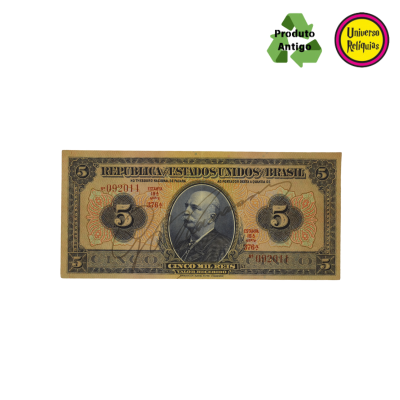 Cédula de 5 Mil Réis – Barão do Rio Branco – 1924  S(Soberba) R100b