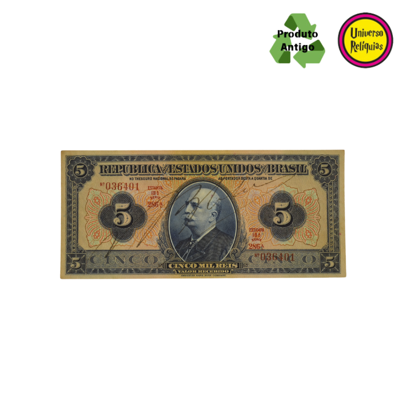 Cédula de 5 Mil Réis – Barão do Rio Branco – 1924 FE R100b
