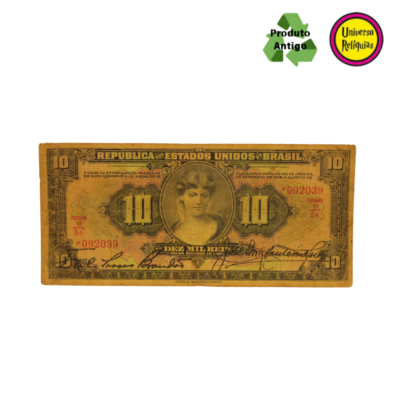 Cédula de 10 Mil Réis – Efíge da República – 1927 MBC R184