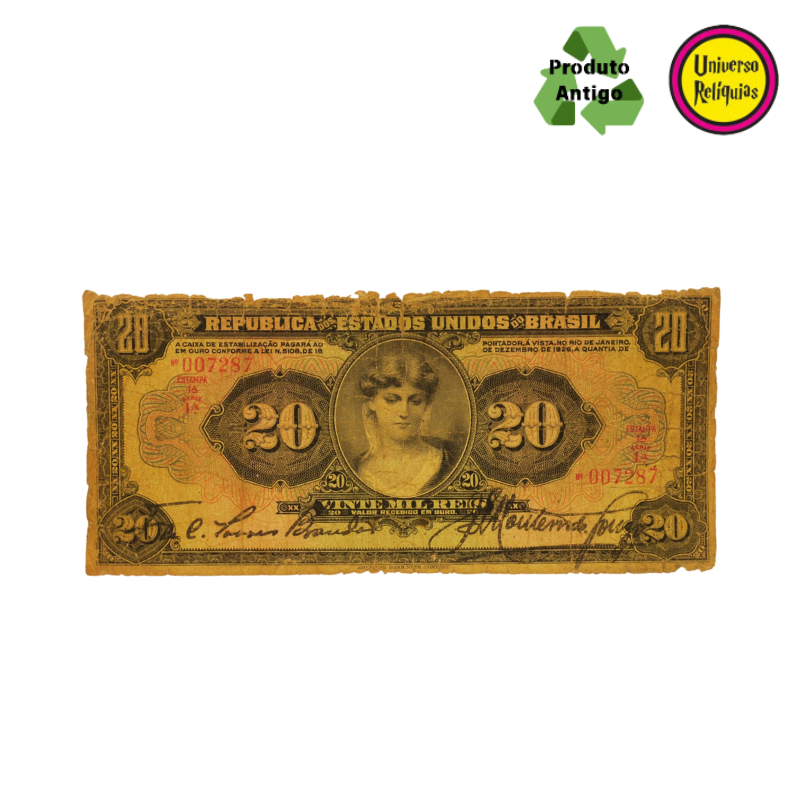 Cédula de 20 Mil Réis – Efíge da República – 1927 BC R185