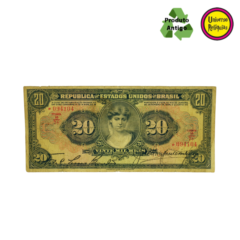 Cédula de 20 Mil Réis – Efíge da República – 1927 MBC R185