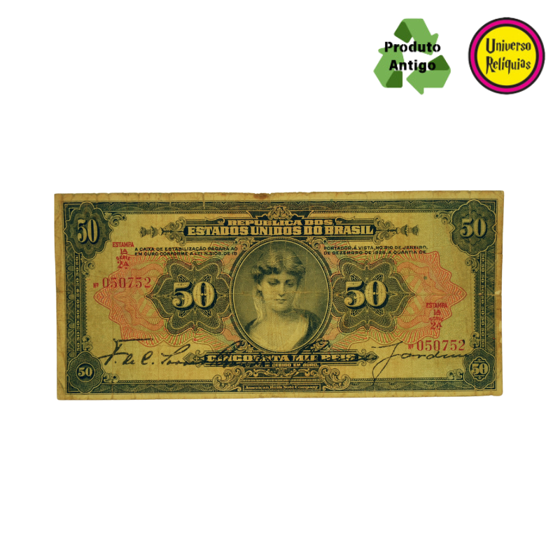 Cédula de 50 Mil Réis – Efíge da República – 1927 MBC R186