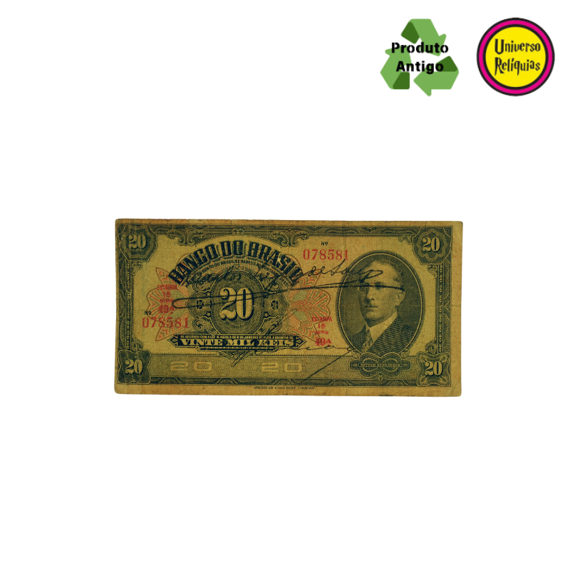 Cédula de 20 Mil Réis – Artur da Silva Bernardes – 1923 MBC R197a