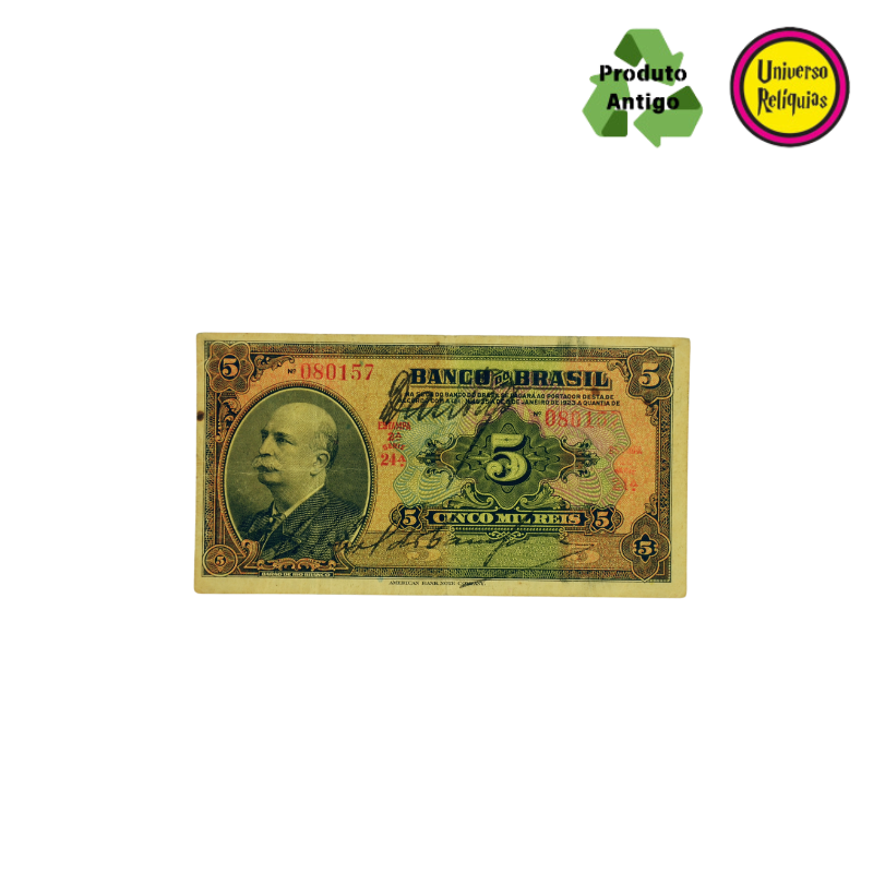 Cédula de 5 Mil Réis – Barão do Rio Branco – 1930 MBC* R203a